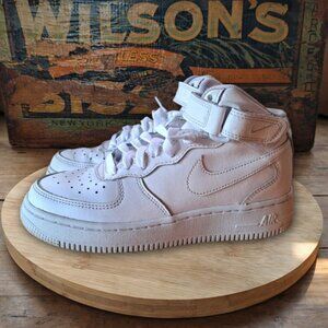 Nike Air Force 1 Sneakers, Kid Size 3.5, Triple White 07 Mid Top Athletic Shoes